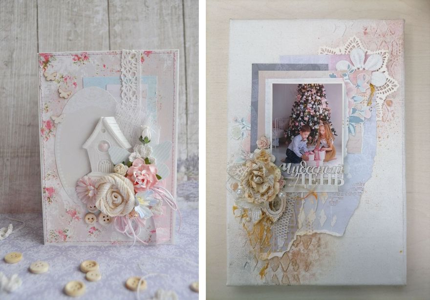 Открытка и фотоальбом в технике скраббукинга