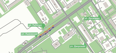 Движение транспорта по улице Львовской частично ограничено с 8 августа